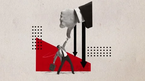 Stop motion, animation. Man, office worker trying to overcome crisis Video stock 249184237