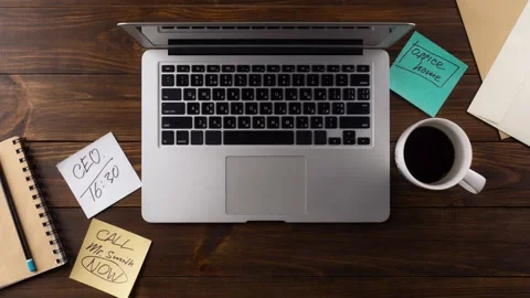 Stop motion animation office work places, top view. Stock Footage 141017388