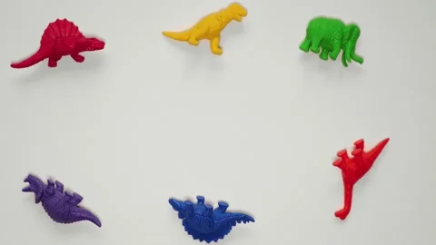 Stop motion animation of plastic dinosaurs for the titles. Stock Footage 131165922