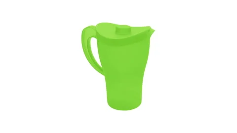 Stop motion animation plastic jugs. Stop motion animation with colored cookware Stock Footage 156034779