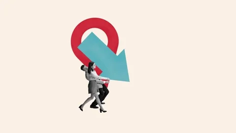 Stop motion. Animation. Professionals pulls location pin, and arrow 動画素材 303348559