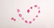 Stop Motion Animation Of Red Lips On Paper Forming Heart. Valentine's Day. Stock Footage