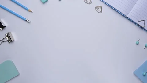 Stop motion animation with stationery on white background. Copy space. Stock Footage 145751152