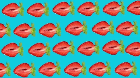Stop motion animation, Strawberry seamless pattern 4k loop animation Stock Footage 294056840