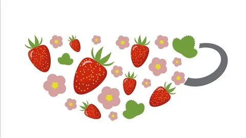 Stop motion animation of strawberry in the shape of a cup. illustration. Stock Footage 117256091
