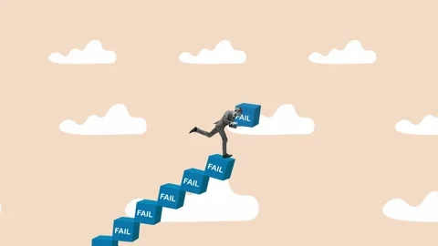 Stop motion, animation. Usuccessful career concept. Build up stair to success Stock Footage 233876138
