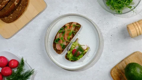 Stop motion animation video of cooking and eating sandwiches Stock Footage 235418308