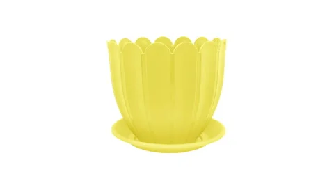 Stop motion animation. Yellow flower pots. Stop motion animation with interior Stock Footage 153477372