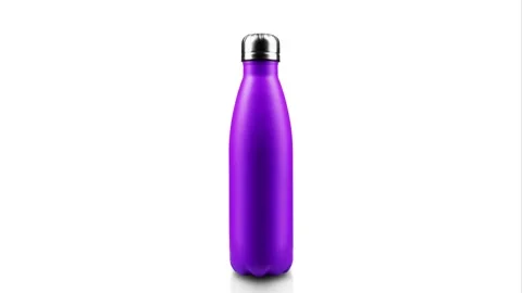 Stop motion art concept. Colorful reusable steel thermo water bottles. Stock Footage 140021641