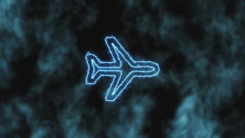 Stop motion. The blue airplane icon gradually increases and changes color to Stock Footage 142989213