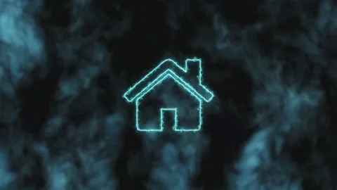 Stop motion. The blue home icon gradually increases and changes color to green Stock Footage 142551449