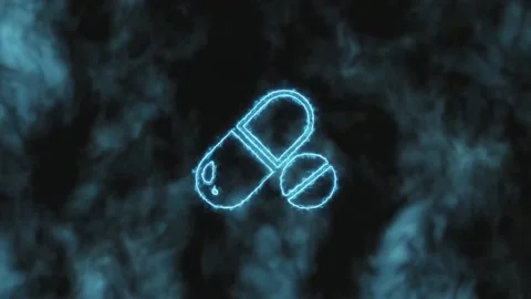 Stop motion. The blue pharmaceuticals icon gradually increases and changes color Stock Footage 142653601