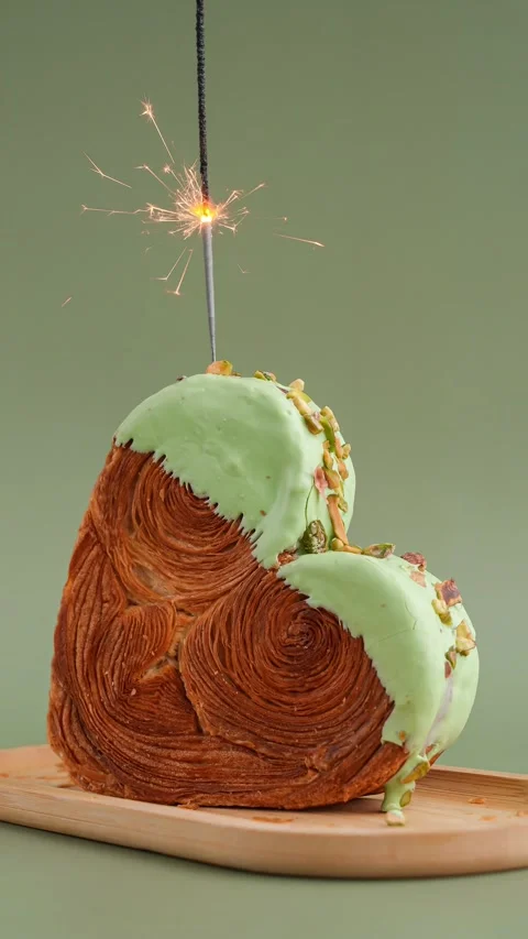 Stop motion of Burning candle sparkler birthday alternative cake Delicious fresh Stock Footage 316063966