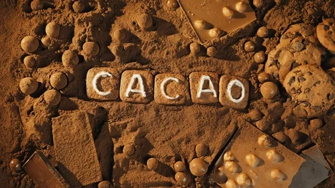 Stop motion cacao message on the cocoa background Stock Footage 101978556