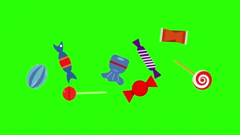 Stop motion candies group animation on g... | Stock Video | Pond5