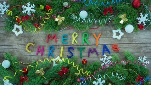 Stop motion with christmas tree and snowflakes Stock Footage 82373003
