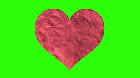 Stop motion clay heart shape cartoon animation seamless loop chroma key green Stock Footage 82459837