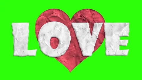 Stop motion clay made heart shape love word cartoon animation seamless loop Stock Footage 82459896