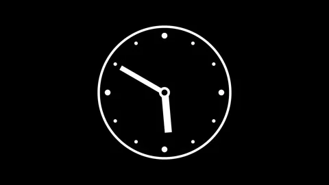 Stop motion of a clock from 12 AM to 12 PM on a black background Stock Footage 310225196