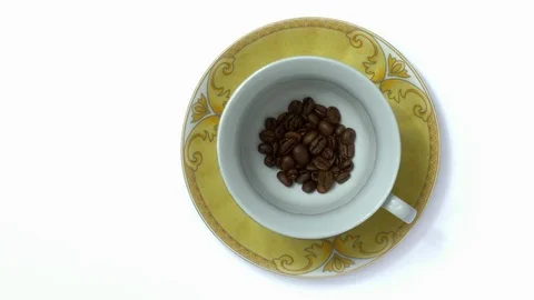 Stop Motion Coffee Cup Emptied From Coffee Beans Video stock 75915650