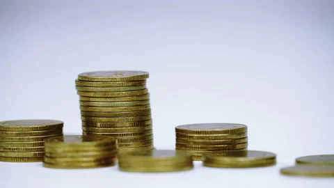 Stop motion a coins stack increase. business growth concept. Stock Footage 205183374