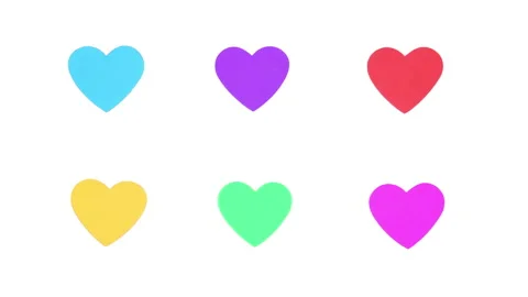 Stop Motion colorful hearts changing color on white background. 動画素材 197021060