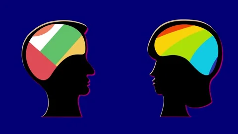 Stop motion concept of mind - female and male. with color elements Vídeo Stock 296311443