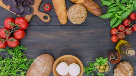 Stop motion of cooking of caprese salad with tomatoes and mozzarella cheese on Stock Footage 151598070