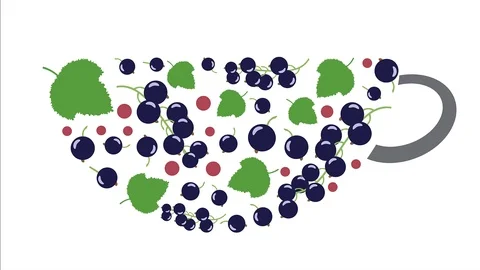 Stop motion cup-shaped blackcurrant animation. illustration. Stock Footage 117190791