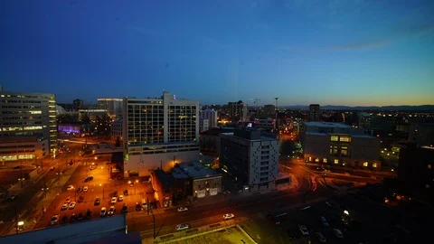 Stop motion Day to Night sunset scene taken in Denver, USA. Stock Footage 93558105