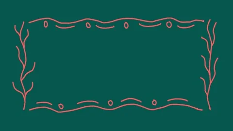 Stop motion decorative branch frame on dark teal background Stock Footage 322143714