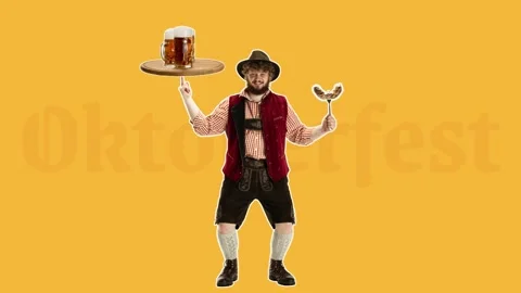 Stop motion design or art animation. Oktoberfest young man in hat Video stock 160319234