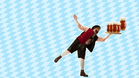Stop motion design or art animation. Oktoberfest young man Stock Footage 160347201
