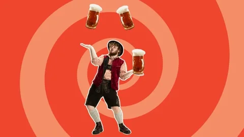 Stop motion design or art animation. Oktoberfest young man Video stock 160407465