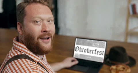 Stop motion design or art animation. Oktoberfest young man Stock Footage 160409203