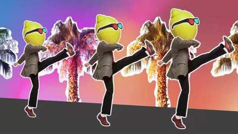 Stop motion design or art animation. Dancing businessman with lemon head. Stock Footage 160801039