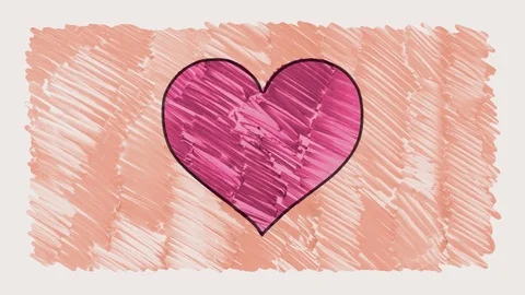 Stop motion drawn marker heart shape cartoon animation seamless loop background Stock Footage 82458632