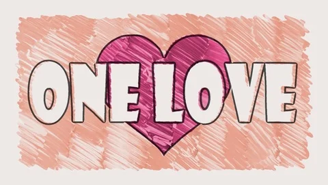 Stop motion drawn marker heart shape one love cartoon animation seamless loop Stock Footage 82459056