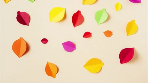 Stop motion of falling handmade autumn leaves Stock Footage 170793816