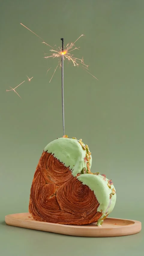 Stop motion of Festive holiday candle sparkler birthday anniversary celebration Stock Footage 319428590