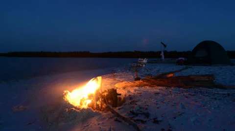 Stop Motion of Fire at Island Stock Footage 38953135