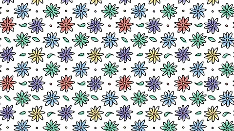 Stop motion Flowers, hand drawn animation flower seamless pattern. Stock Footage 112357873