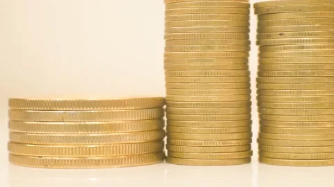 Stop motion footage coin decrease and increase business concept. 库存影片 220174407