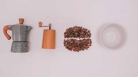 Stop motion footage of preparing coffee process. Stock Footage 102148674
