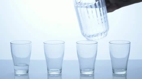 Stop Motion - Four Water Glasses - Part 2 Video stock 11606387