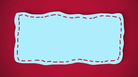 Stop motion frame with wavy blue paper and red stitching Stock Footage 322143717