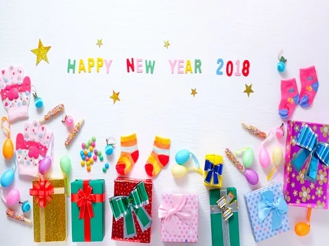 Stop motion gift box decoration for new year 2018 background Stock Footage