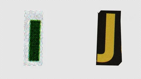 Stop Motion graphic Alphabet letter I J magazine paper cut collage, ransom .. Stock Footage 336564598