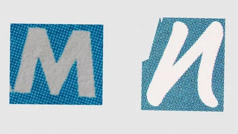 Stop Motion graphic Alphabet letter M N magazine paper cut collage, ransom .. Stock Footage 336564615