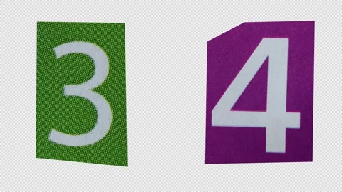 Stop Motion graphic number 3 4 magazine paper cut collage, ransom note styl.. Stock Footage 336585858